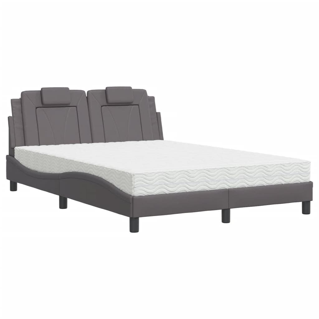 vidaXL Cama Viana com colchão 120x200 cm couro artificial cinzento