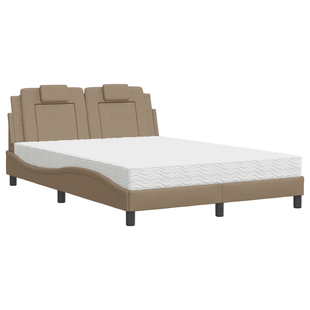 vidaXL Cama Viana com colchão 120x200 cm couro artificial cappuccino