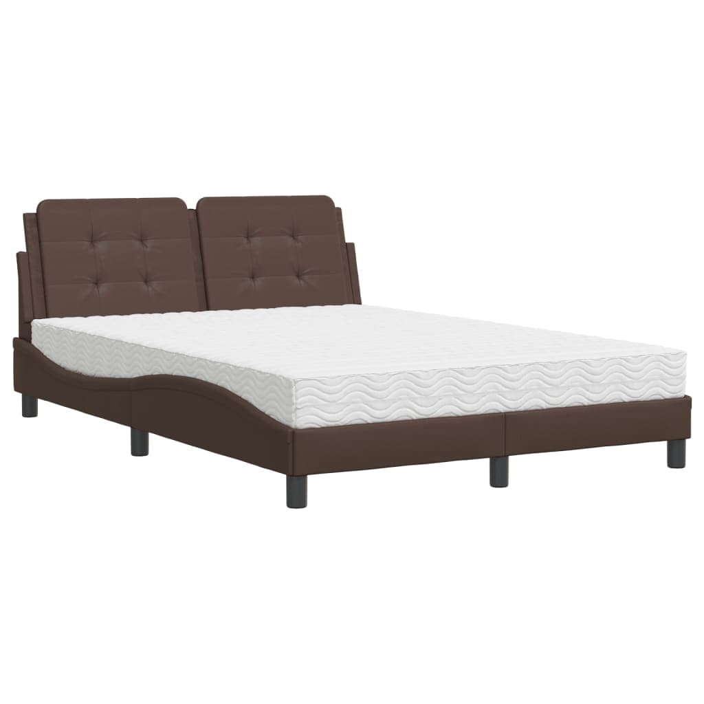 vidaXL Cama com Colchão 120x200 cm Couro Artificial Castanho - 2937224858