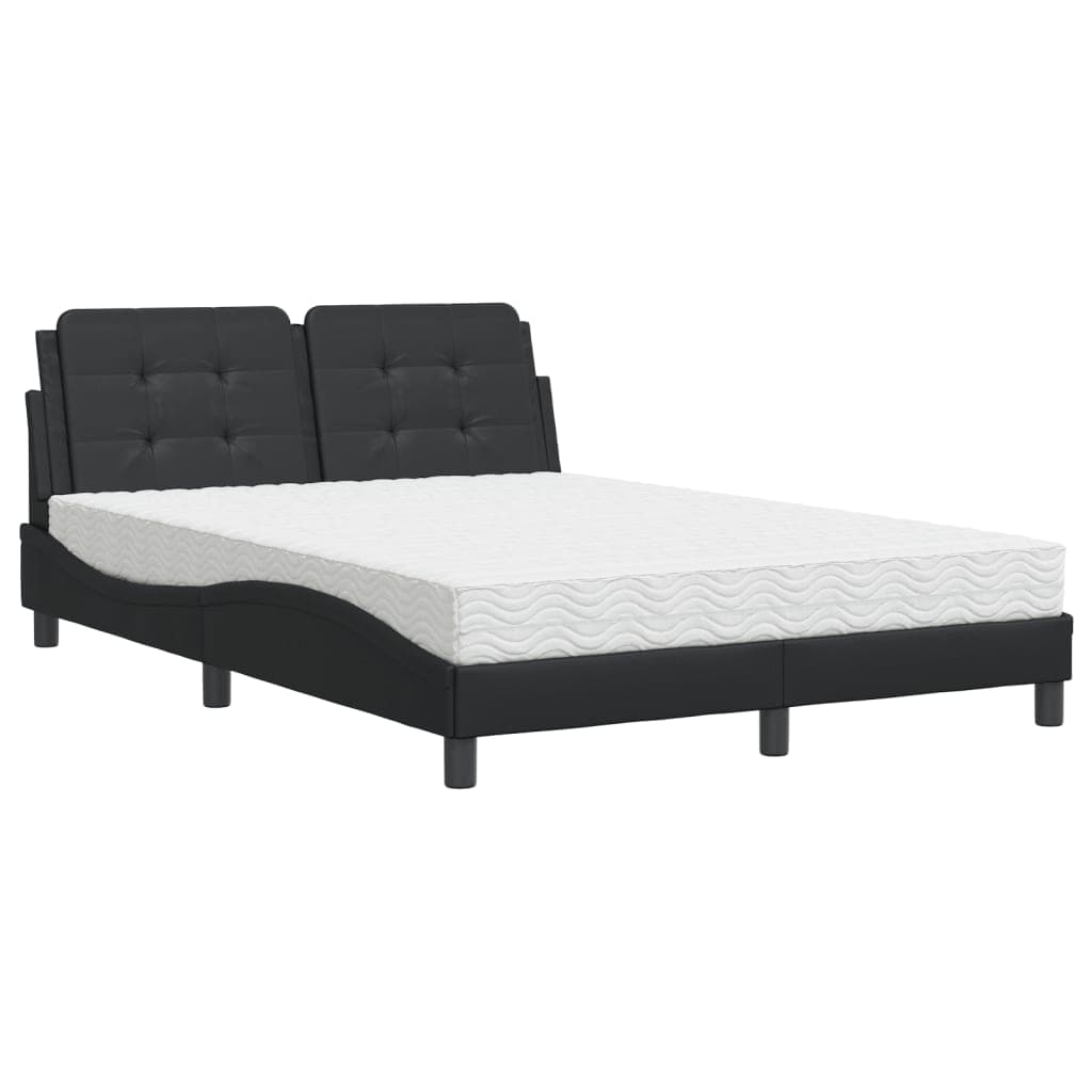 vidaXL Estrutura de cama sem colchão Zadar 140x200 cm couro artificial preto