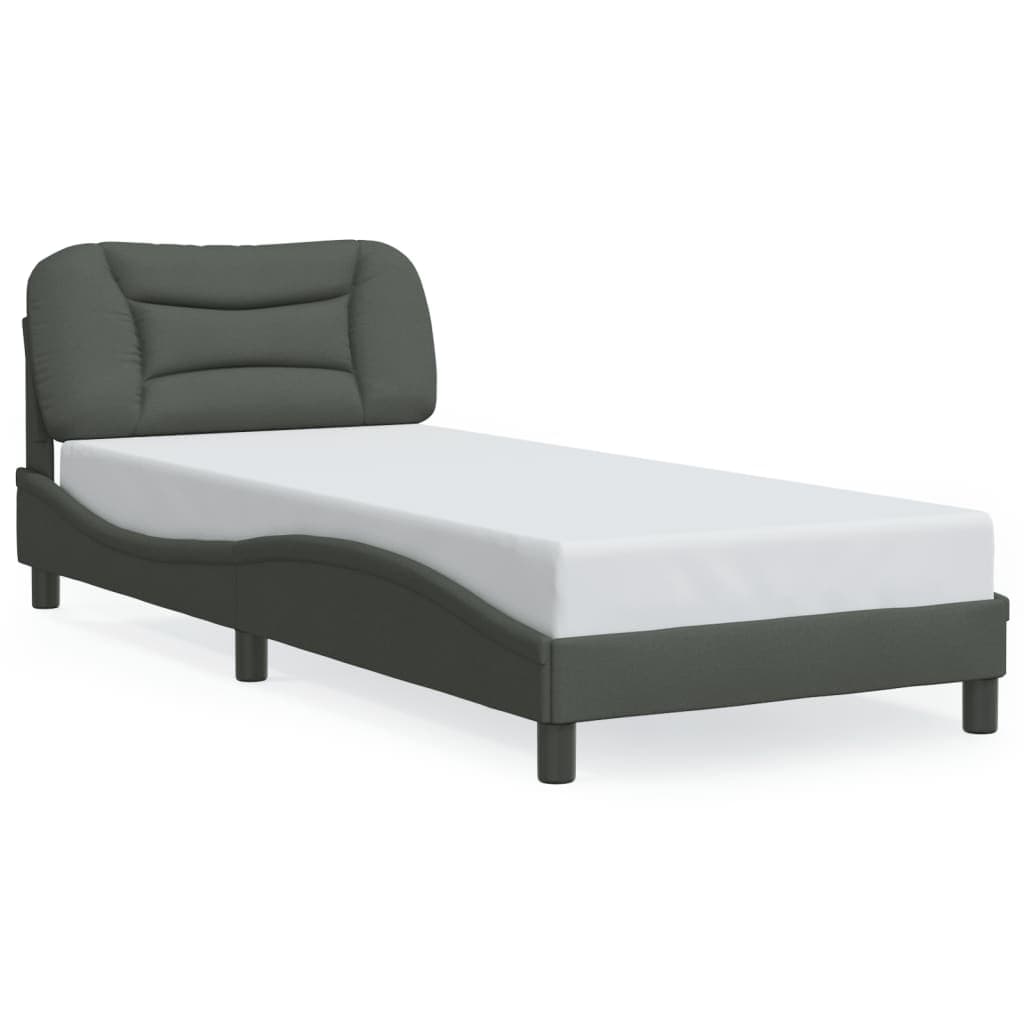 vidaXL Estrutura de Cama com Luzes led 90x200 cm Tecido Cinzento-escuro - 3839020569