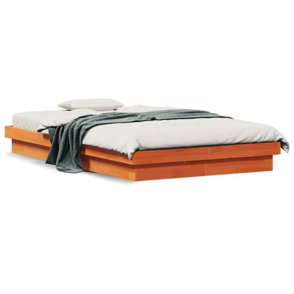 vidaXL Estrutura de Cama com Leds 120x200 cm Pinho Maciço Castanho Mel - 1280430999