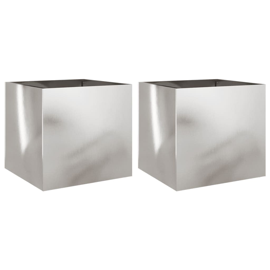 vidaXL Vasos/floreiras 2 pcs 42x40x39 cm aço inoxidável prateado