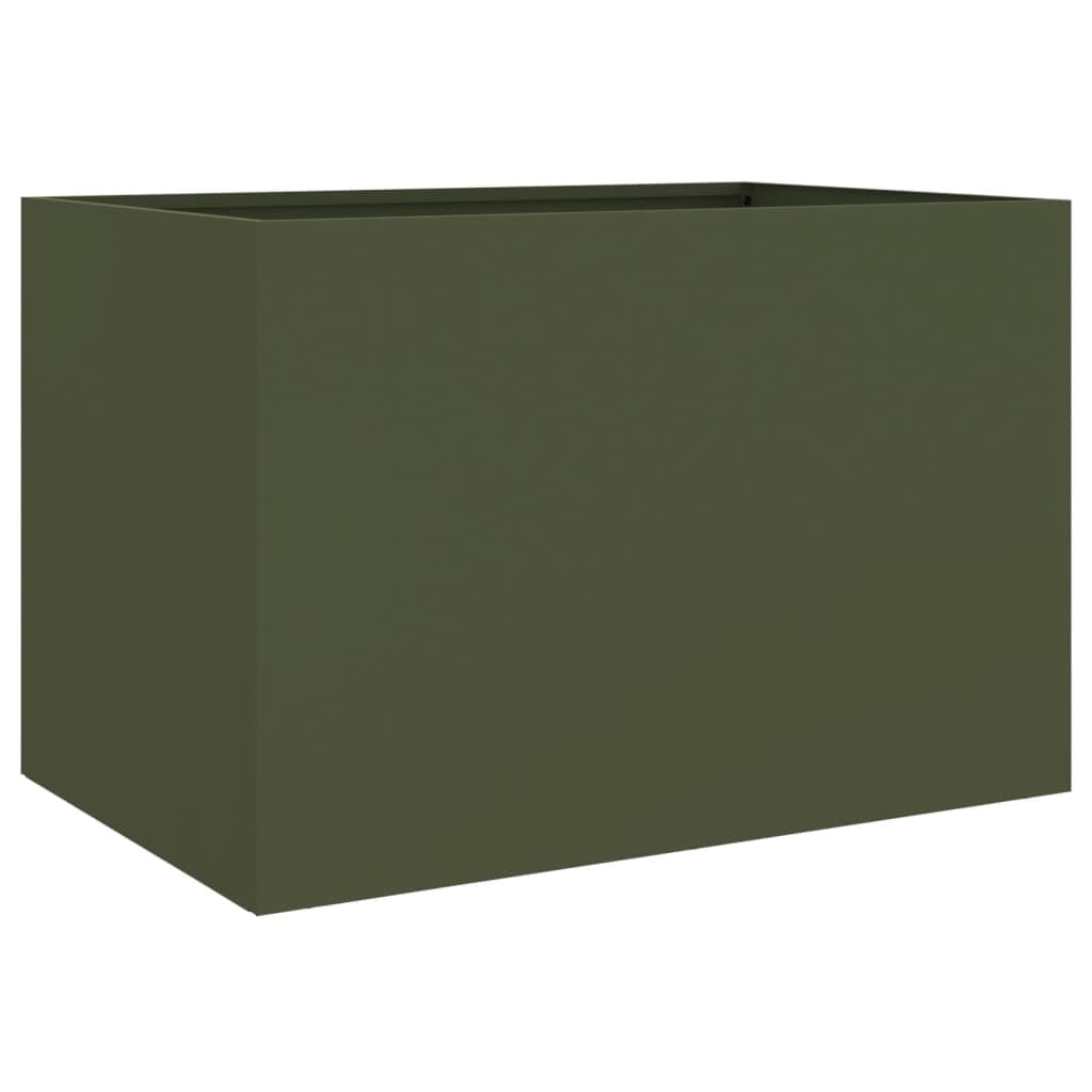 vidaXL Vaso/floreira 62x47x46 cm Aço Laminado a Frio Verde-azeitona - 4285813545