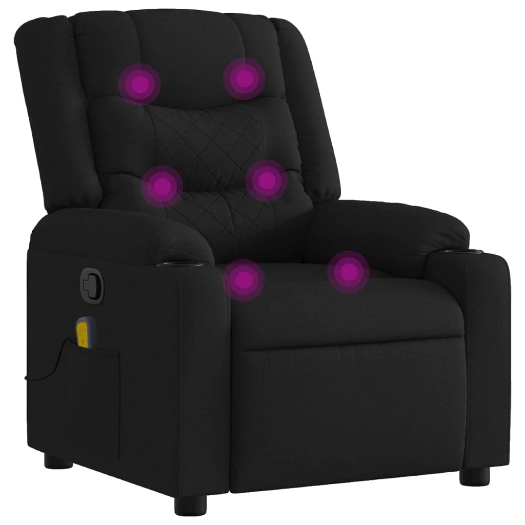 vidaXL Poltrona de massagens reclinável tecido preto