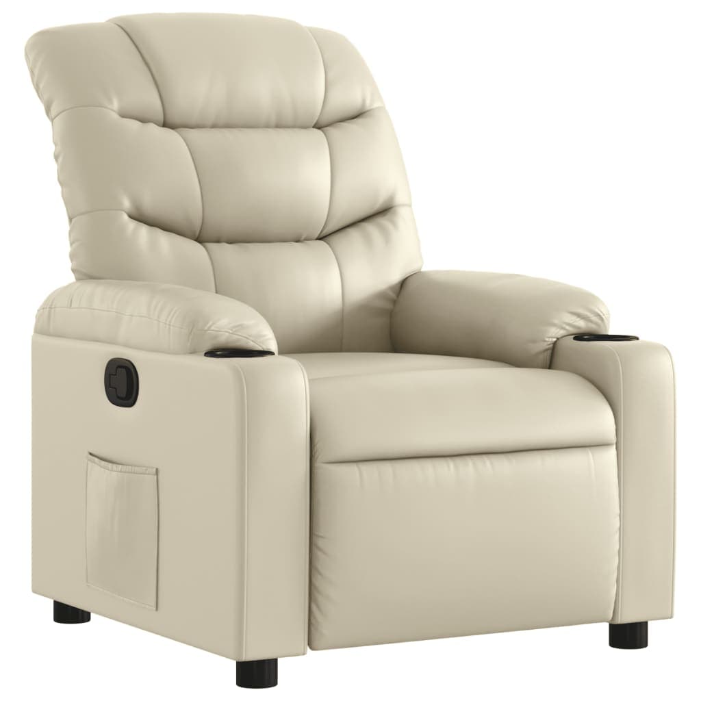 Poltrona Reclinável Couro Artificial Creme - 3417271374