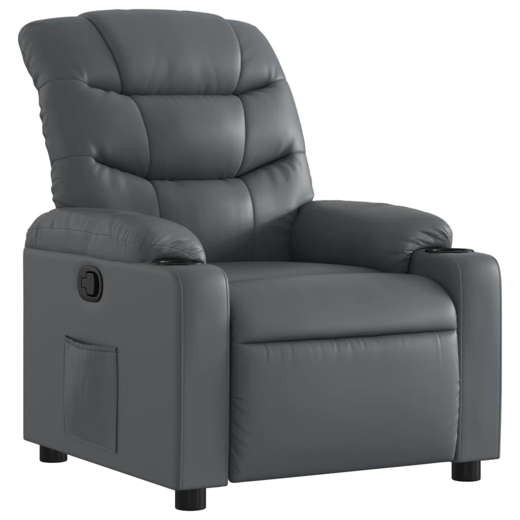 vidaXL Poltrona reclinável couro artificial cinzento