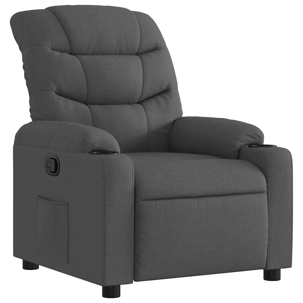 vidaXL Poltrona reclinável tecido cinzento-escuro