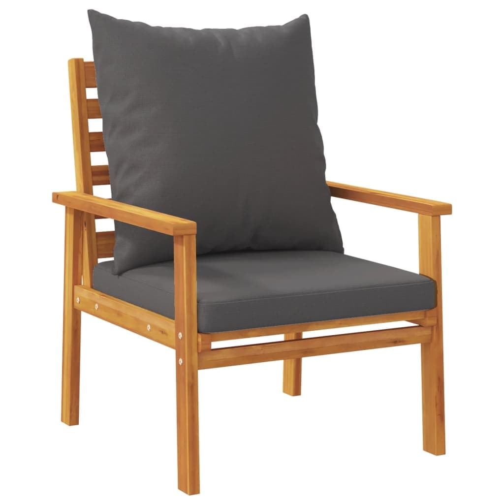 vidaXL Cadeira de jardim 2 pcs c/ almofadão madeira de acácia maciça