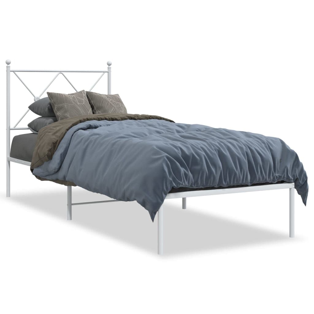 vidaXL Estrutura de cama com cabeceira 80x200 cm metal branco