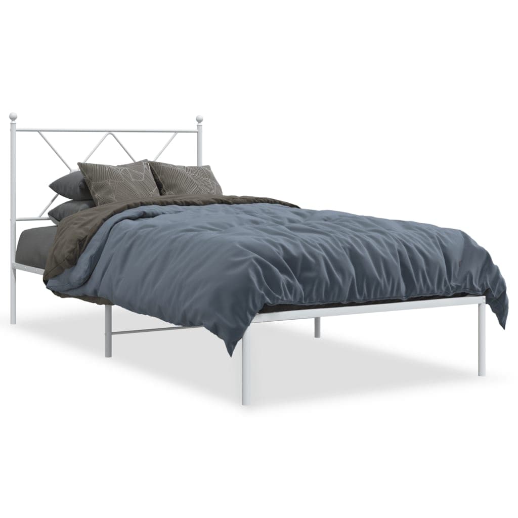 vidaXL Estrutura de cama com cabeceira 90x200 cm metal branco