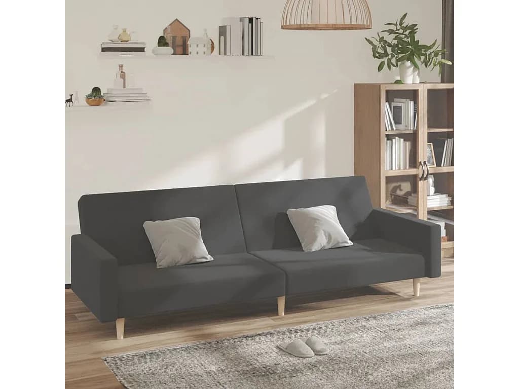 vidaXL Sofá-cama de 2 lugares tecido cinzento-claro