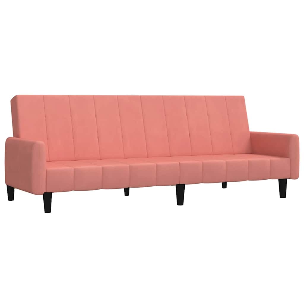 vidaXL Sofá-cama de 2 lugares veludo rosa