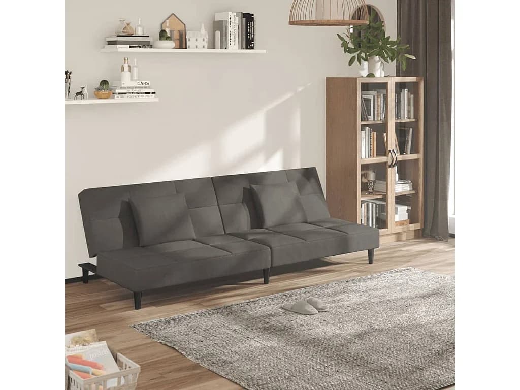 Sofá Cama vidaXL 2 Lugares com Duas Almofadas Veludo Azul - 3118531147