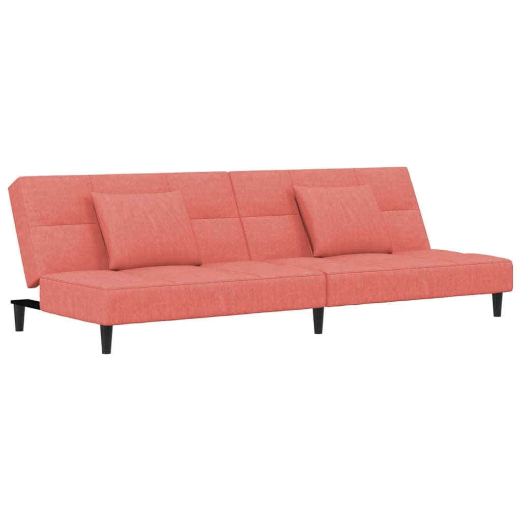 vidaXL Sofá-cama 2 lugares com duas almofadas veludo rosa