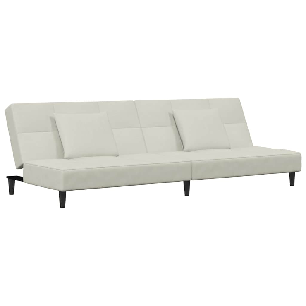 vidaXL Sofá-cama 2 lugares com duas almofadas veludo cor creme