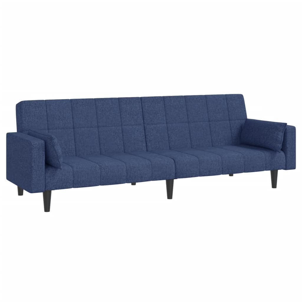 vidaXL Sofá-cama 2 lugares com duas almofadas tecido azul