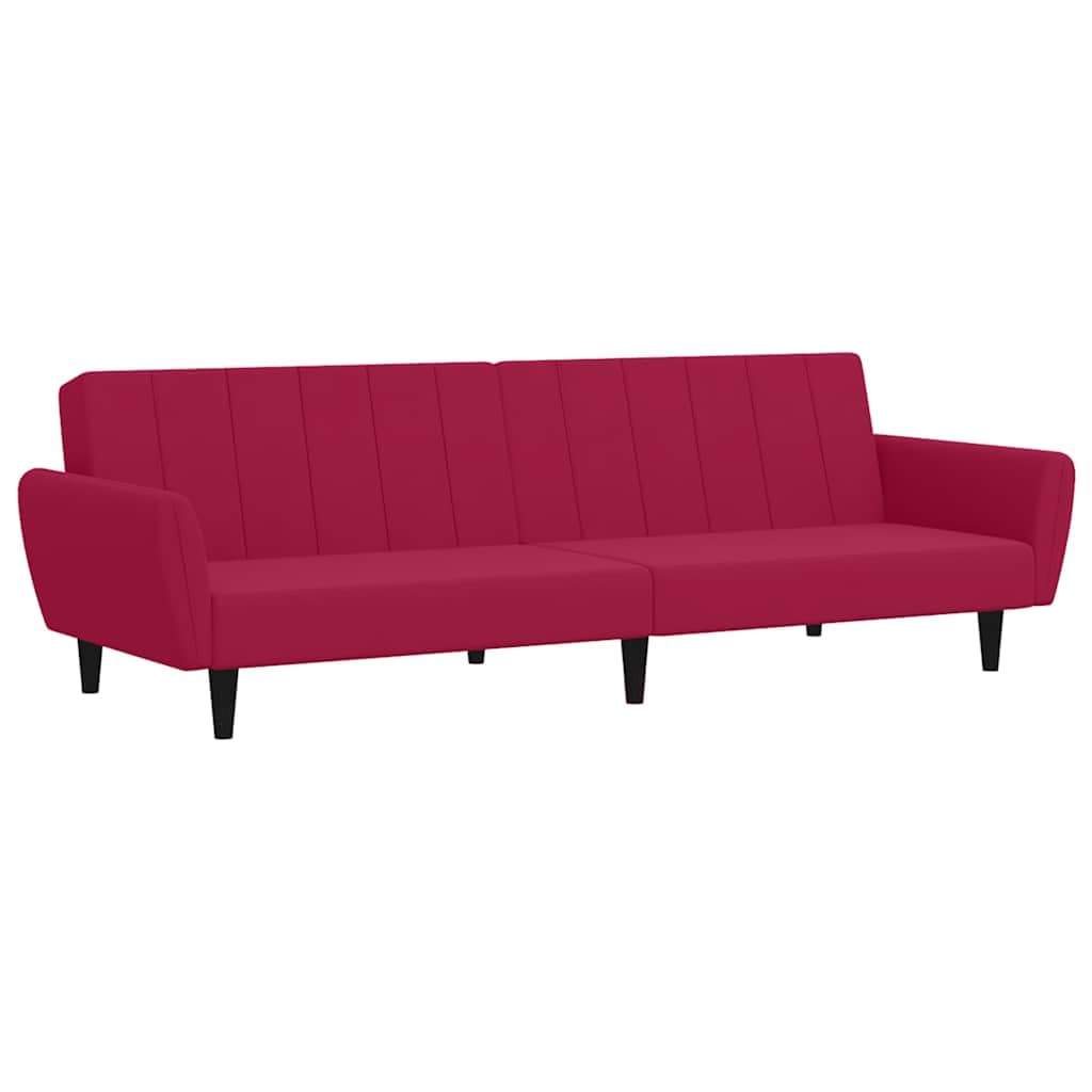 vidaXL Sofá-cama de 2 lugares veludo vermelho tinto