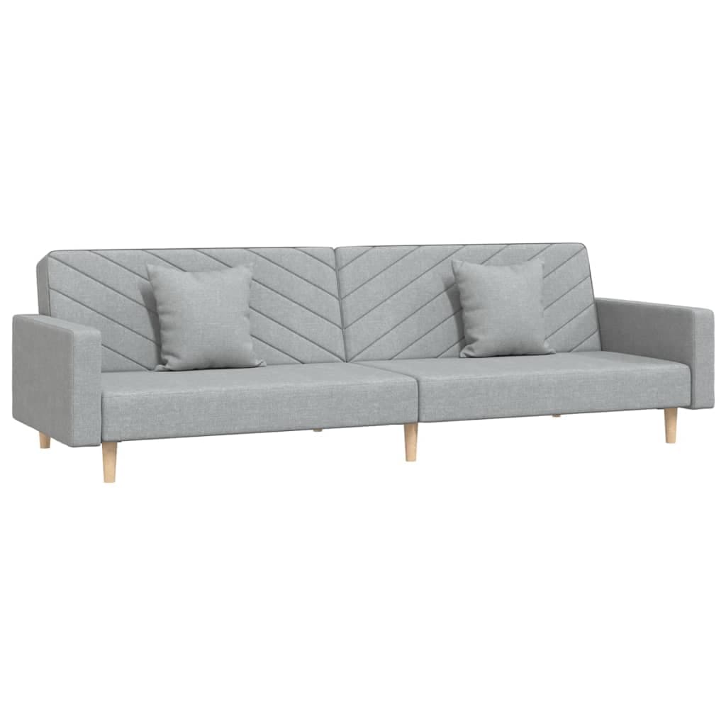 vidaXL Sofá-cama 2 lugares com duas almofadas tecido cinzento-claro