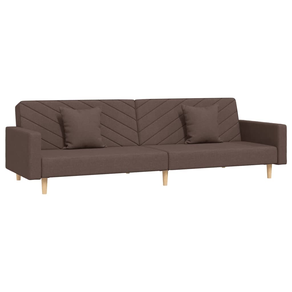 vidaXL Sofá-cama 2 lugares c/ duas almofadas tecido cinza-acastanhado