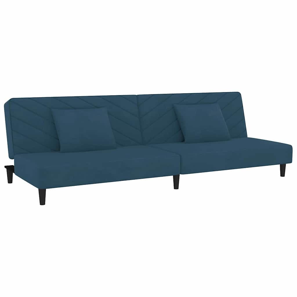 vidaXL Sofá-cama 2 lugares com duas almofadas veludo azul