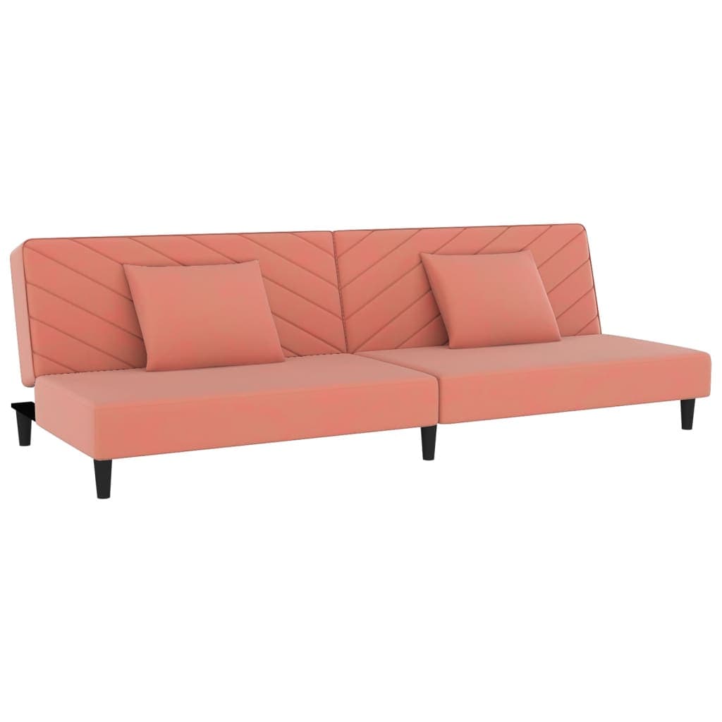 vidaXL Sofá-cama 2 lugares com duas almofadas veludo rosa