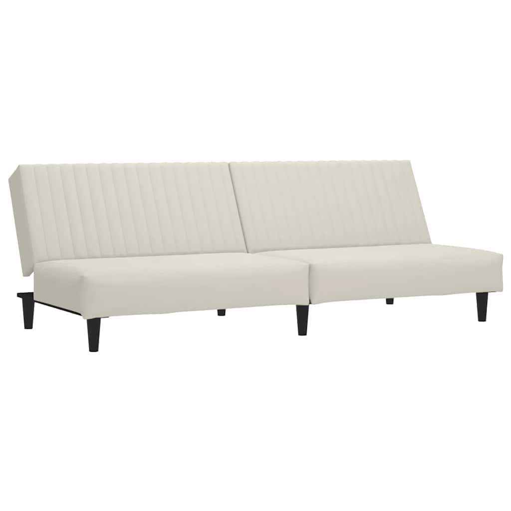 vidaXL Sofá-cama de 2 lugares veludo cor creme