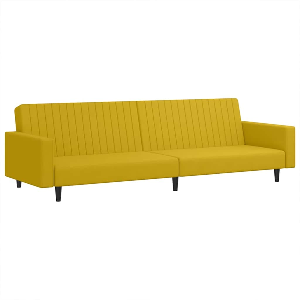 Sofá Cama vidaXL de 2 Lugares Veludo Amarelo - 843172948