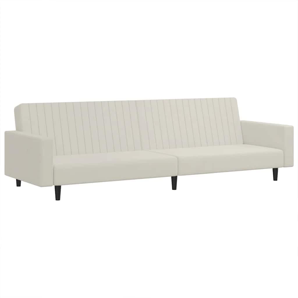vidaXL Sofá-cama de 2 lugares veludo cor creme