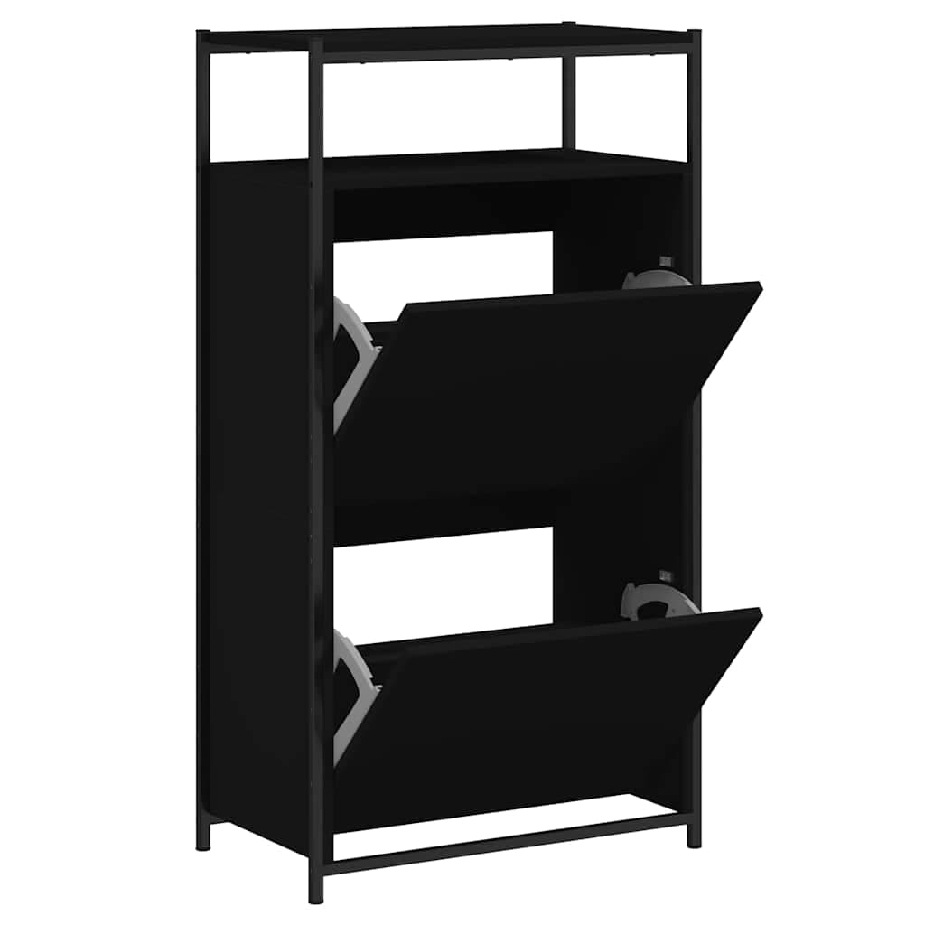 vidaXL Sapateira 60x34x112 cm derivados de madeira preto