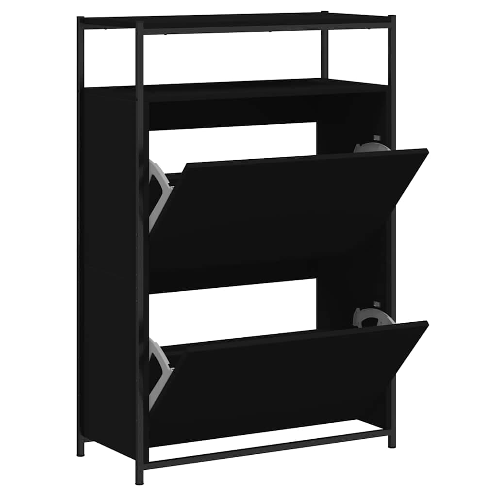 vidaXL Sapateira 75x34x112 cm derivados de madeira preto