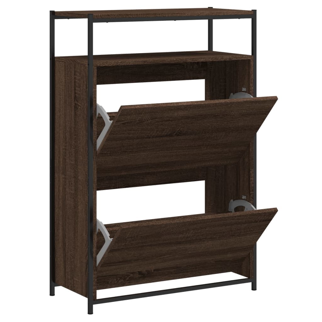 vidaXL Sapateira 75x34x112 cm derivados de madeira carvalho castanho