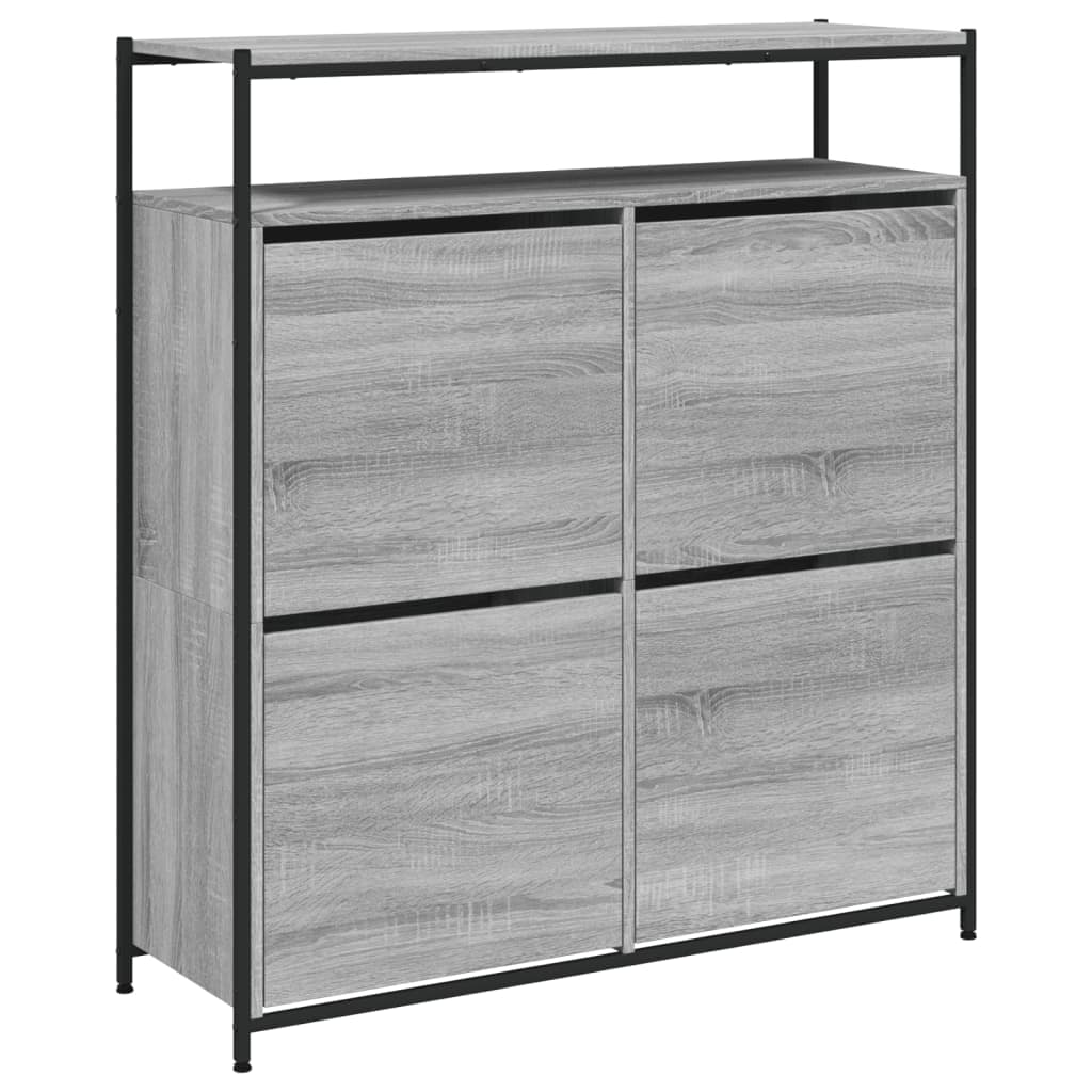 vidaXL Sapateira c/ 4 gavetas articuladas 100x34x112 cm cinza sonoma