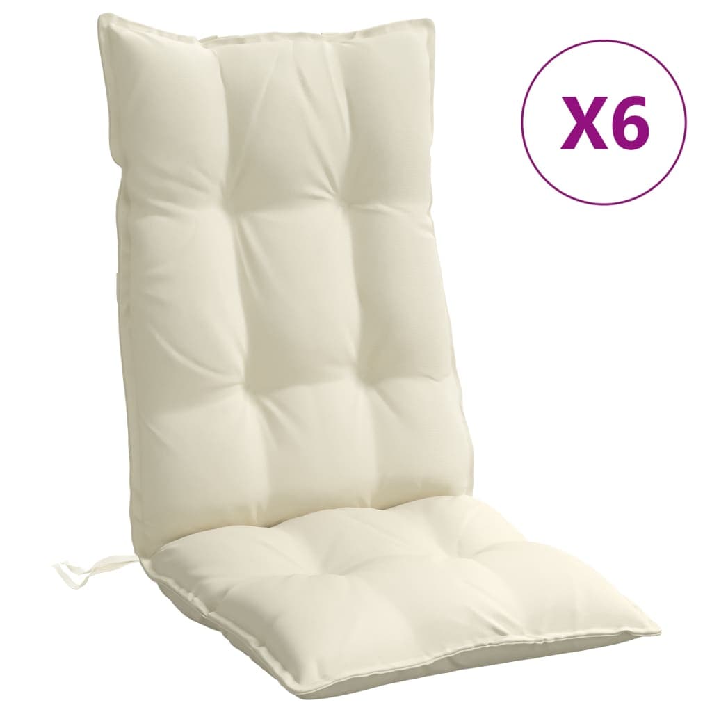 vidaXL Almofadões p/ cadeira encosto alto 6pcs tecido oxford cor creme