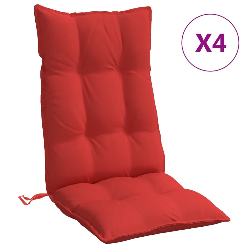 vidaXL Almofadões p/ cadeira encosto alto 4 pcs tecido oxford vermelho