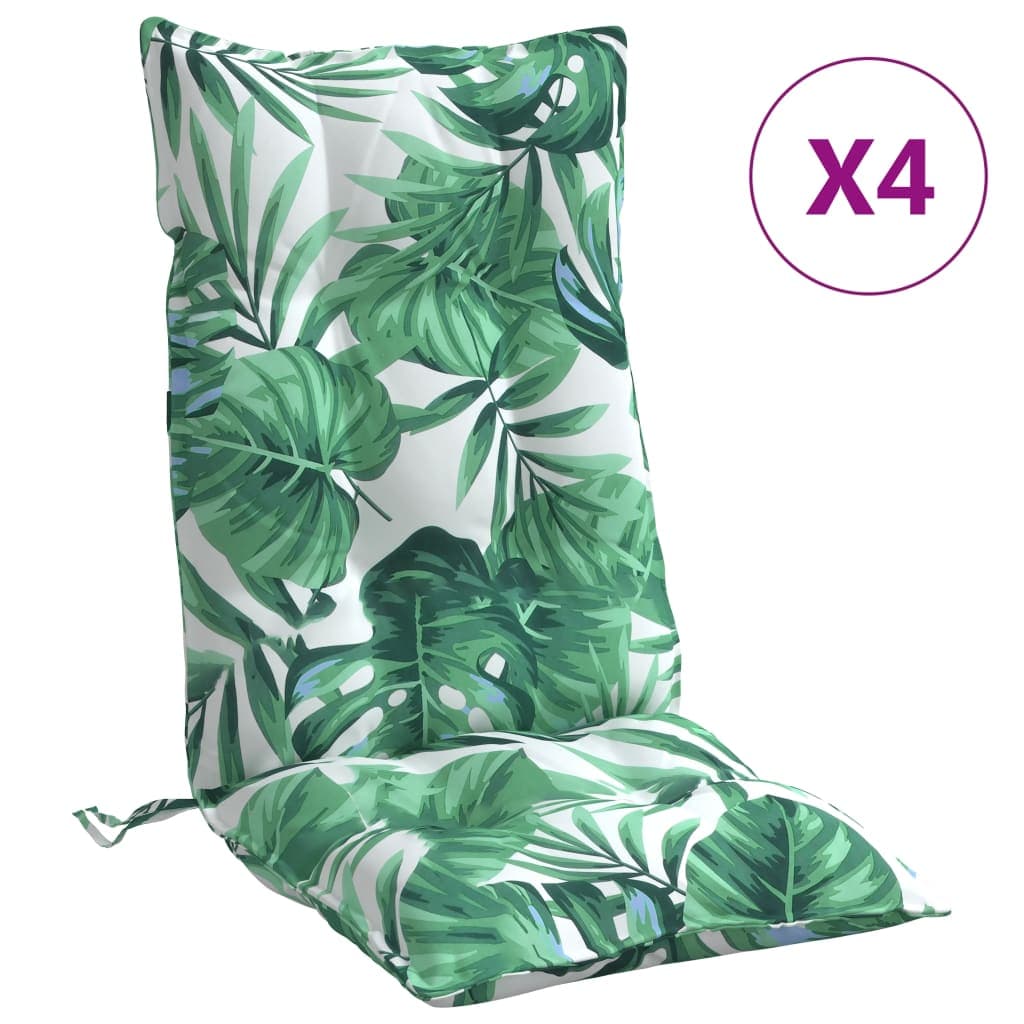 vidaXL Almofadões p/ cadeira encosto alto 4 pcs tecido oxford folhas