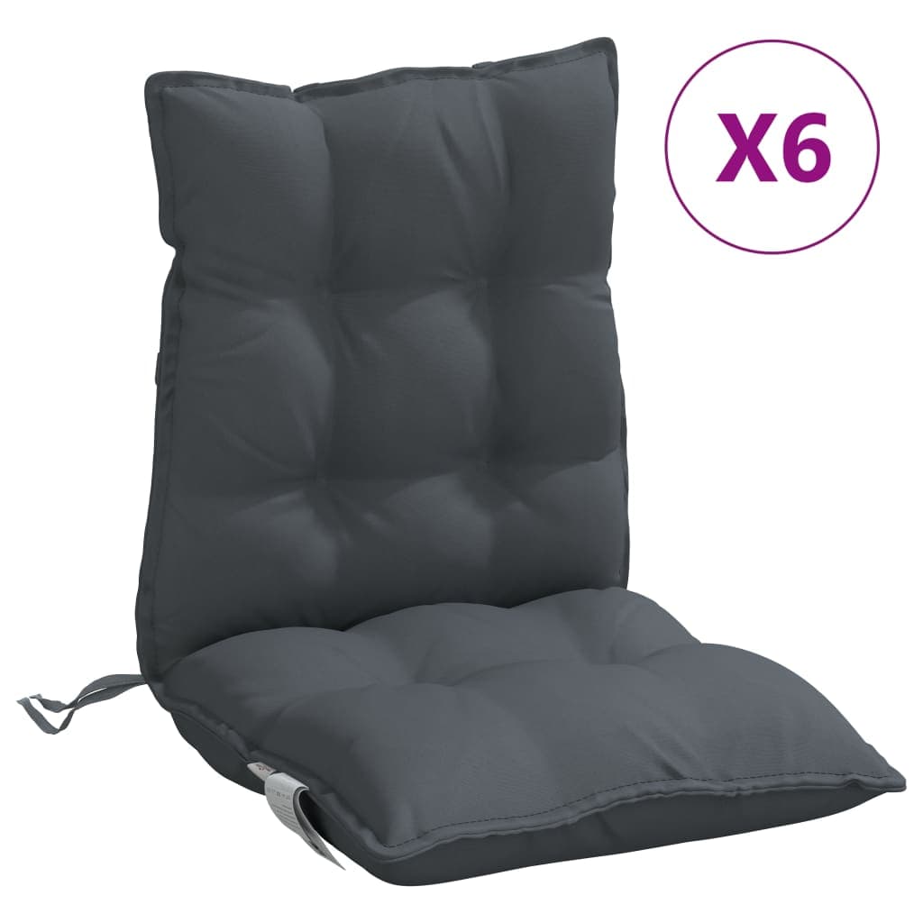 vidaXL Almofadões cadeira encosto baixo 6 pcs tecido oxford antracite