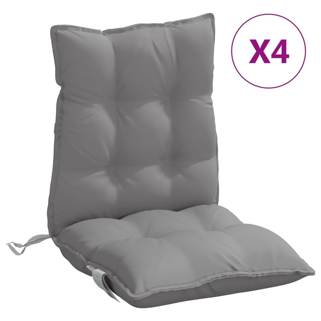 vidaXL Almofadões cadeira encosto baixo 4 pcs tecido oxford cinzento