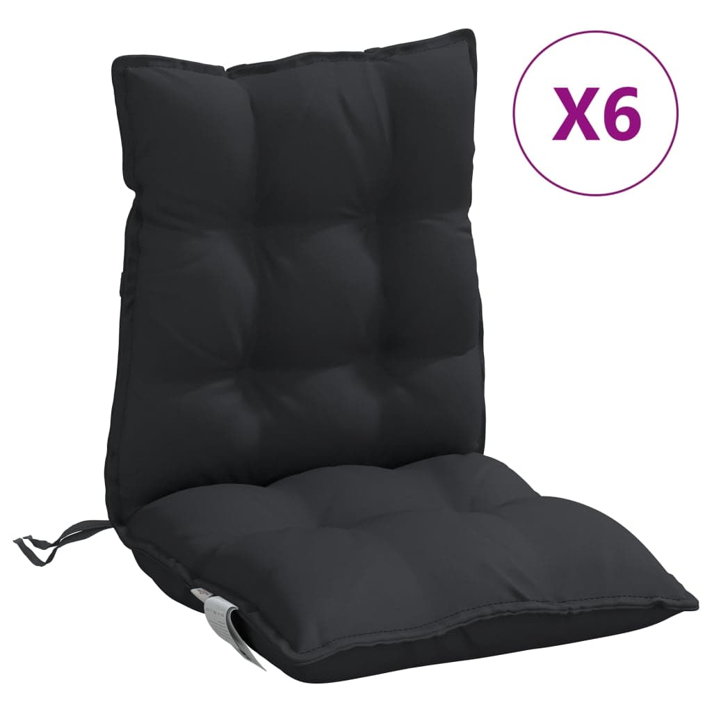vidaXL Almofadões cadeira encosto baixo 6 pcs tecido oxford preto