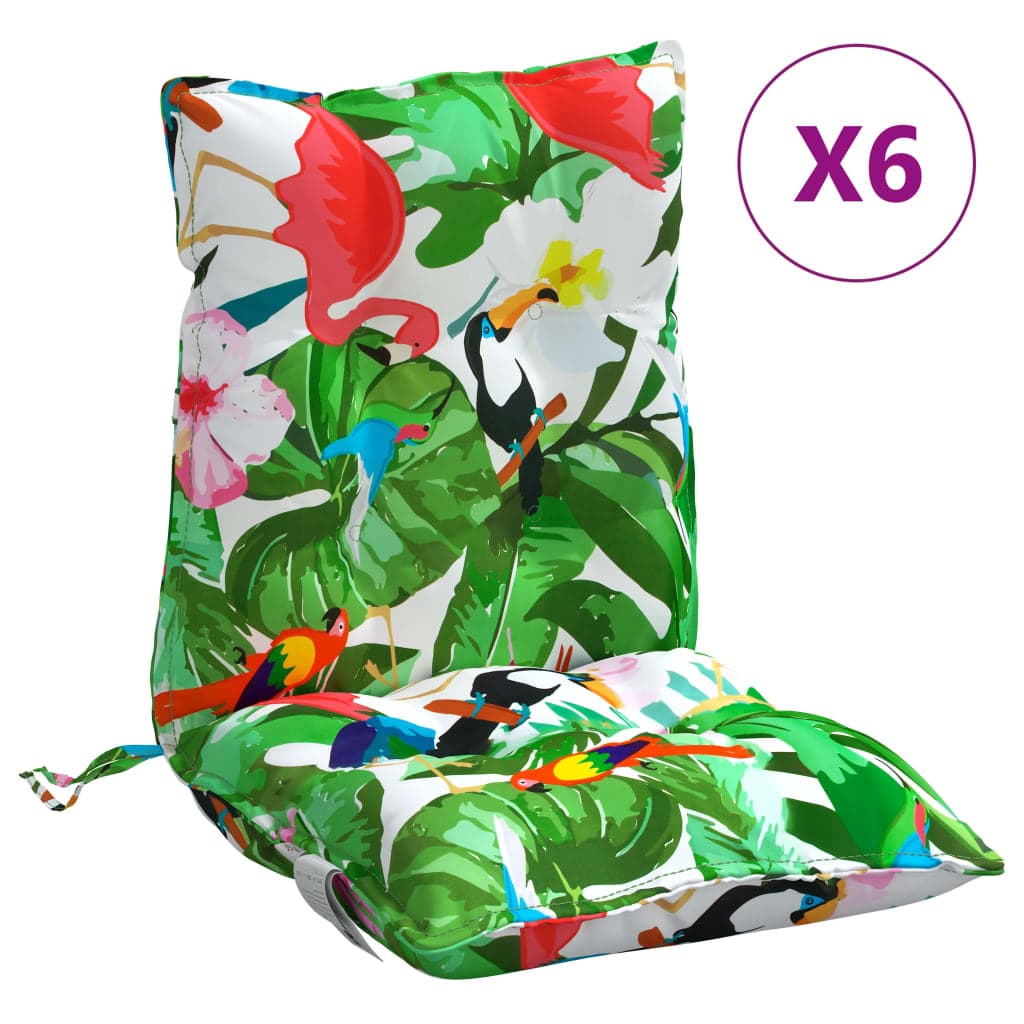 vidaXL Almofadões cadeira encosto baixo 6 pcs tecido oxford multicor