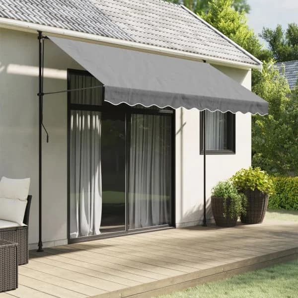 vidaXL Tecido Substituição para Sanefa de Toldo 3 M Riscas Antracite - 1961084882