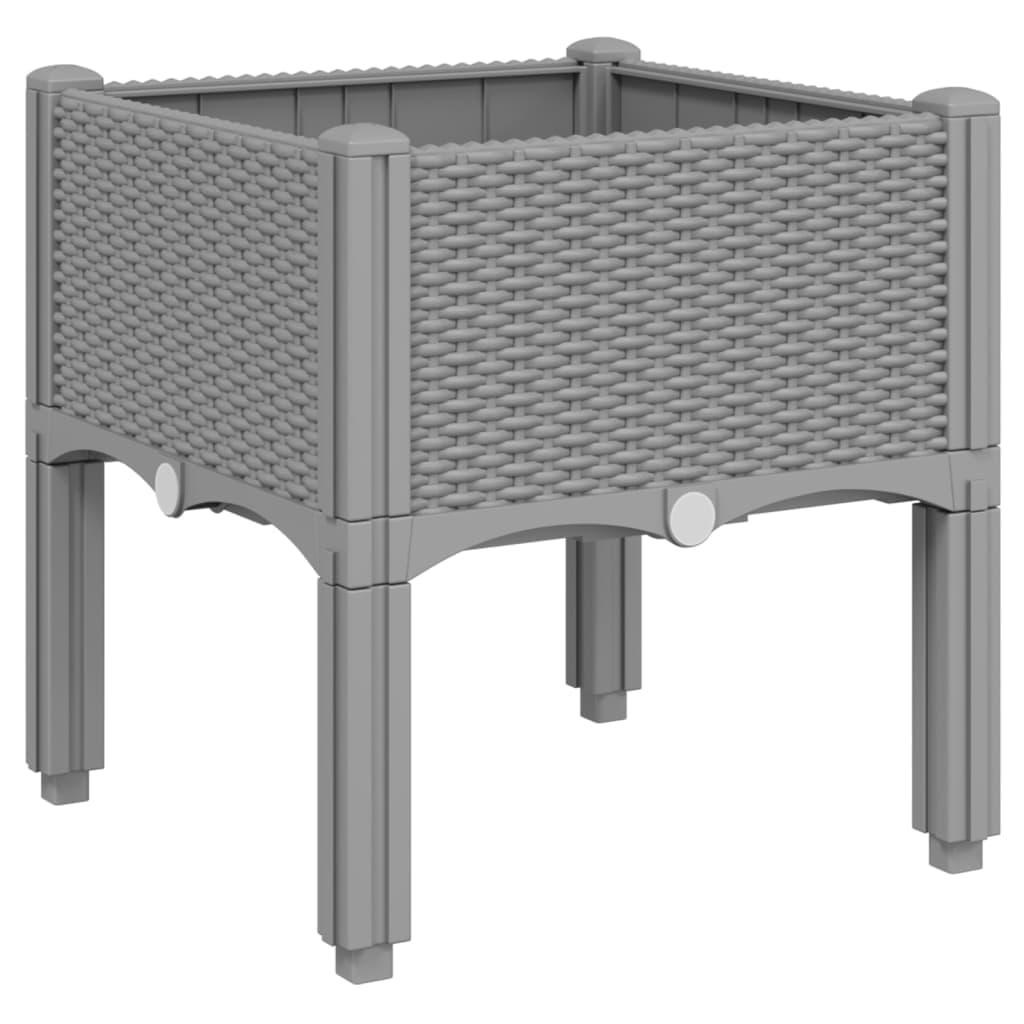 vidaXL Vaso/floreira de jardim c/ pernas 40x40x42 cm PP cinzento-claro