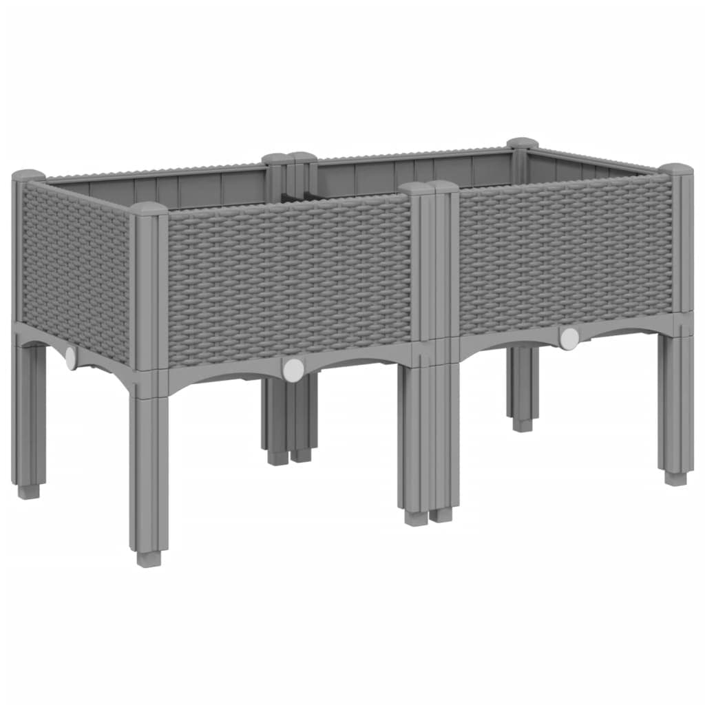 vidaXL Vaso/floreira de Jardim com Pernas 80x40x42 cm Pp Cinzento-claro - 4163345440