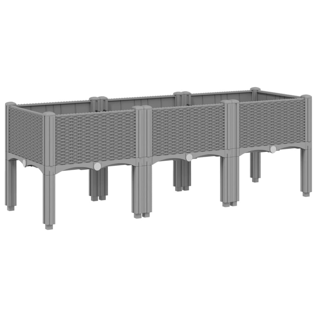 vidaXL Vaso/floreira de jardim c/ pernas 120x40x42cm PP cinzento-claro