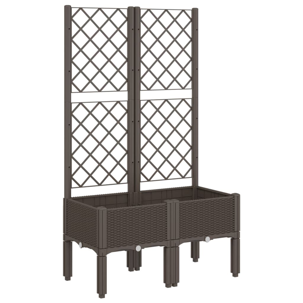 vidaXL Vaso/floreira de jardim c/ treliça 80x40x142 cm PP castanho