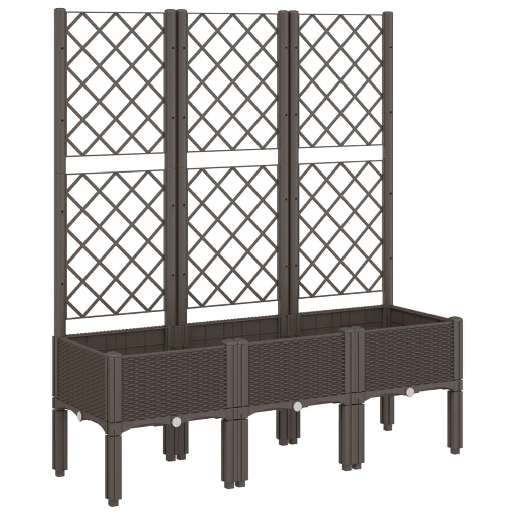 vidaXL Vaso/floreira de jardim c/ treliça 120x40x142 cm PP castanho