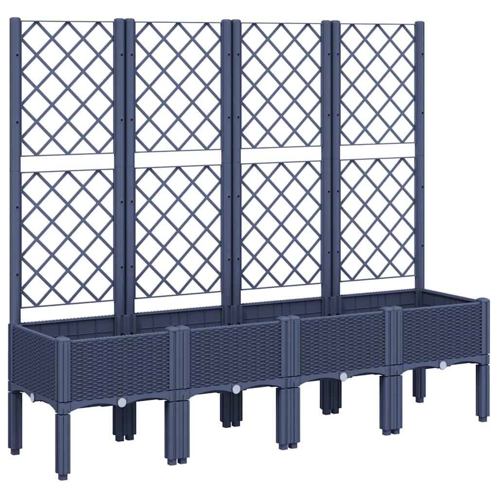 vidaXL Vaso/floreira de jardim c/ treliça 160x40x142 cm PP cinzento azul