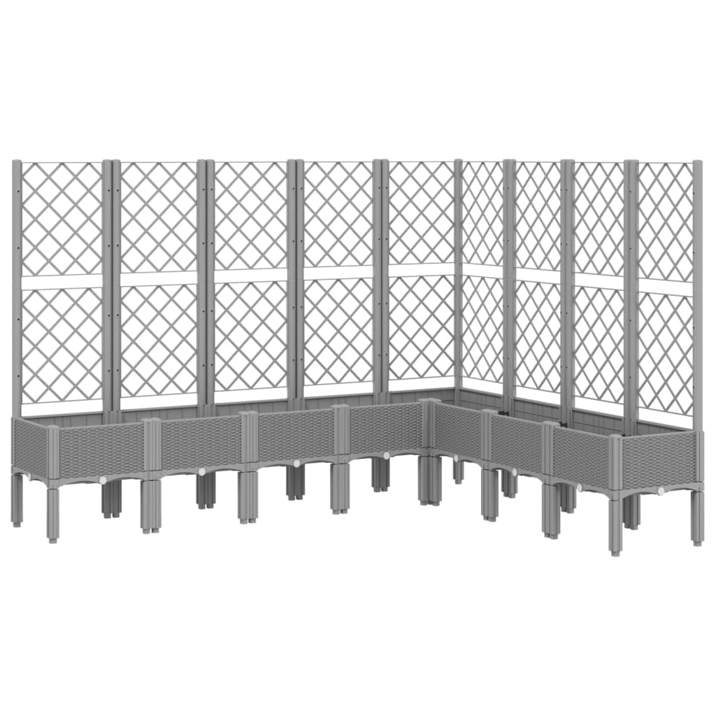 vidaXL Vaso/floreira jardim c/ treliça 200x160x142 cm PP cinza-claro