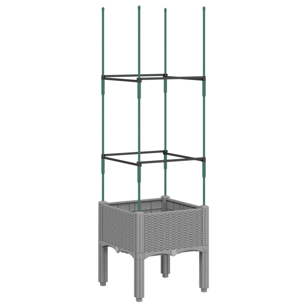 vidaXL Vaso/floreira jardim c/ treliça 40x40x142,5cm PP cinzento-claro