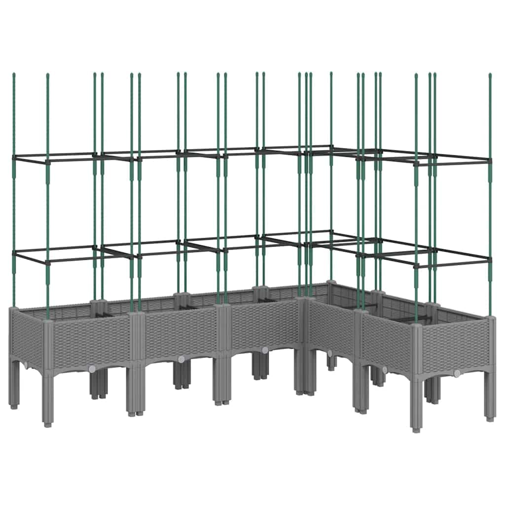 vidaXL Vaso/floreira jardim c/ treliça 160x120x142,5 cm PP cinza-claro